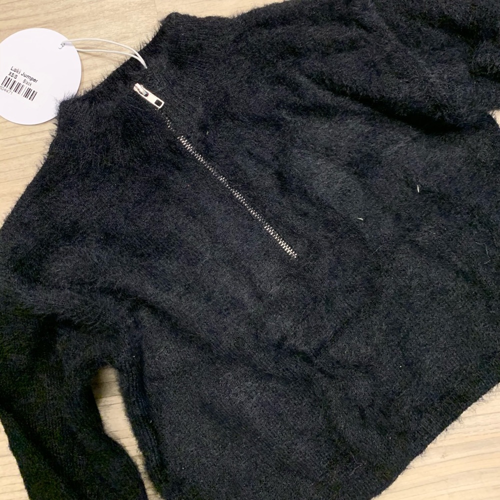 Fuzzy zip up sweater